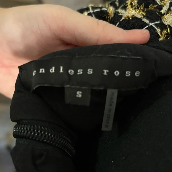 Endless Rose Black and Cream Tweed Mini Dress - Picture 5 of 5